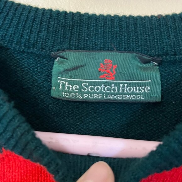 The Scotch House 100% Lambswool Argyle Wool Sweater - Men's Size 44 - Green Red - Picture 2 of 12